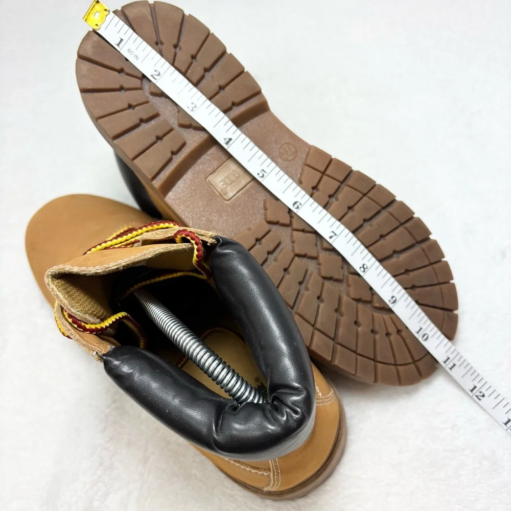 TRAIL GUIDE Waterproof Tan Leather Boots with Black‎ Collar Size 7M